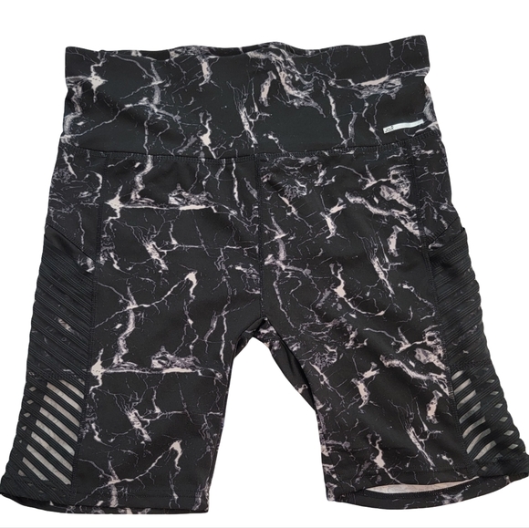 jpx Pants - JPX Womens Size 1X Black White Athletic Marble Pattern Biker Shorts 8.5" Inseam